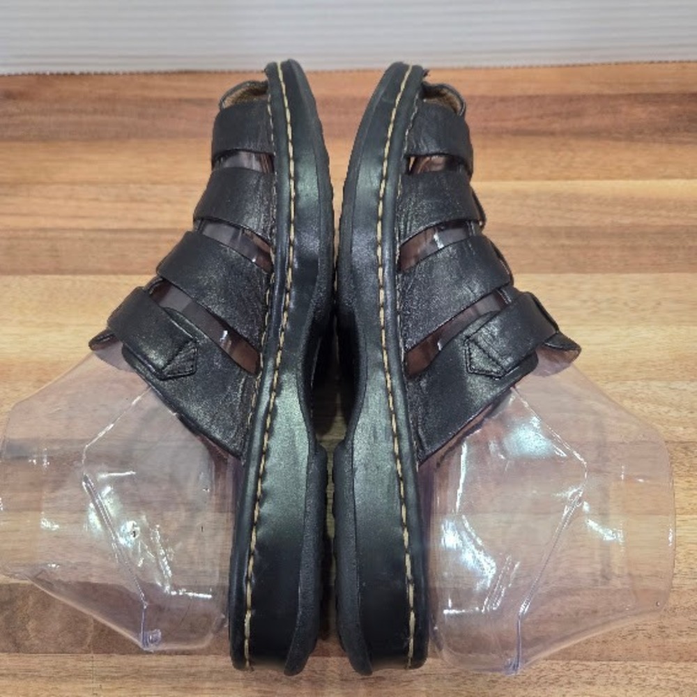 Born‎ Fisherman Sandals Women's Size 6 Black Leather Woven Buckle Slide MJG5 - Picture 6 of 12